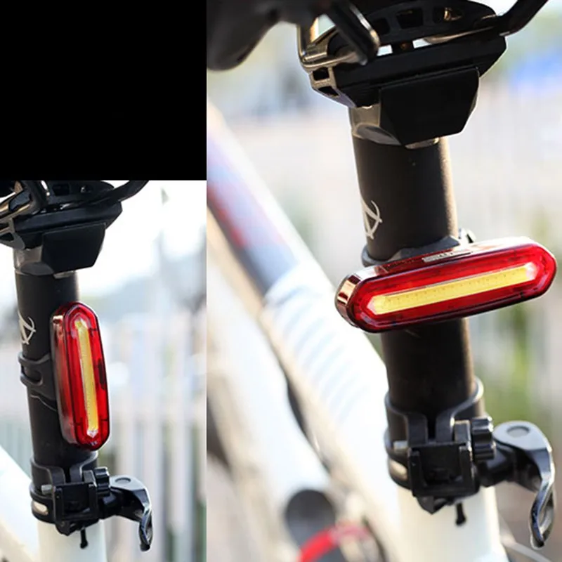 Qewmsg 100LM LED USB Ricaricabile per Torcia Flash per Bicicletta Coda di Sicurezza 
