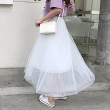 LIZHIQI Женский Смарт фея юбка Женский сезон весна-лето новые маленькие Высокая талия плиссе средней длины юбка в сеточку