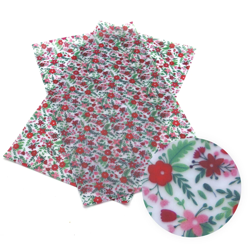 

david angie 20*34cm Flowers Series Printed Synthetic Leather Jelly Fabric ,DIY Patchwork Sewing Handmade Materials,1Yc6033