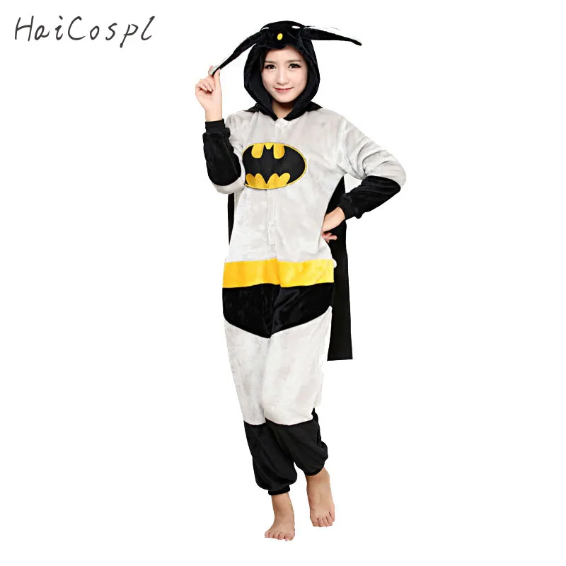 

Women Batman Onesie Anime Cosplay Bat Costume Flannel Winter Warm Sleepwear Party Adult Super Hero Man Pajama Kigurumi