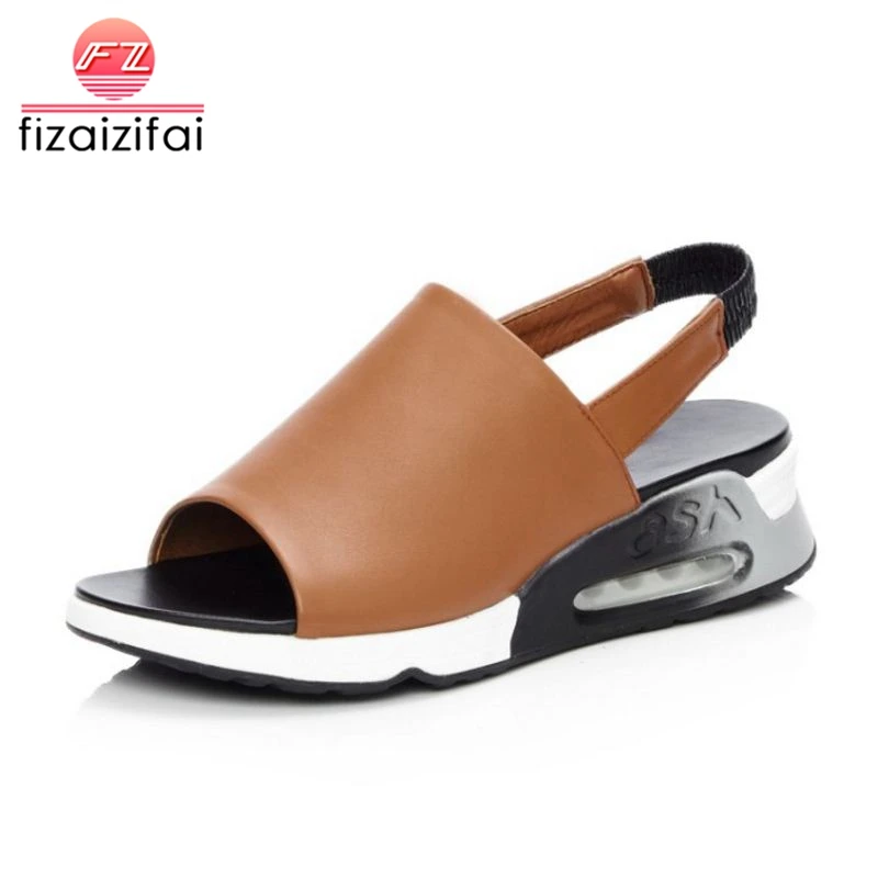 

Fizaizifai Women Flats Sandals Genuine Leather Open Toe Platform Women Sandals Vintage Simple Shoes Daily Footwear Size 34-39