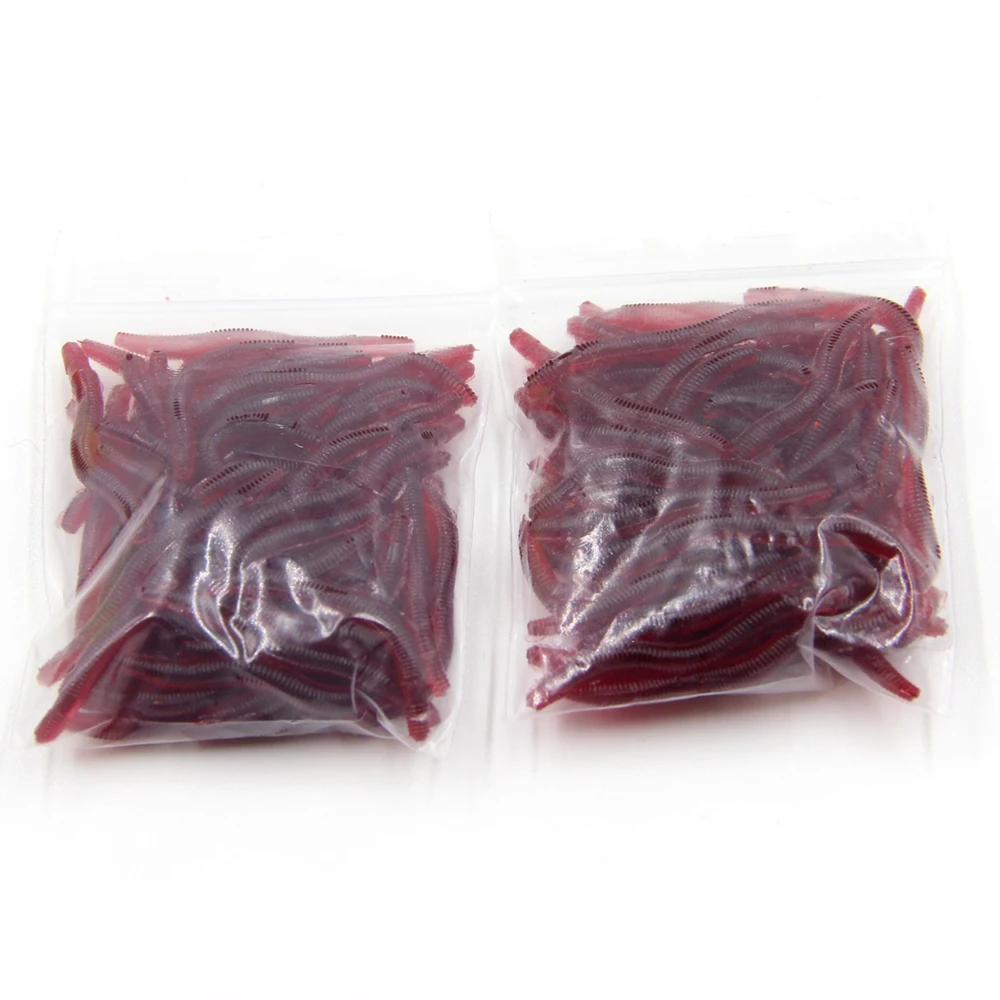 

50 Pcs Fishing Lure 3.5cm Soft Lures Baits Artificial Fishy Smell Lures Simulation Earthworm Red Worms Fake Lure Fishing Tackle