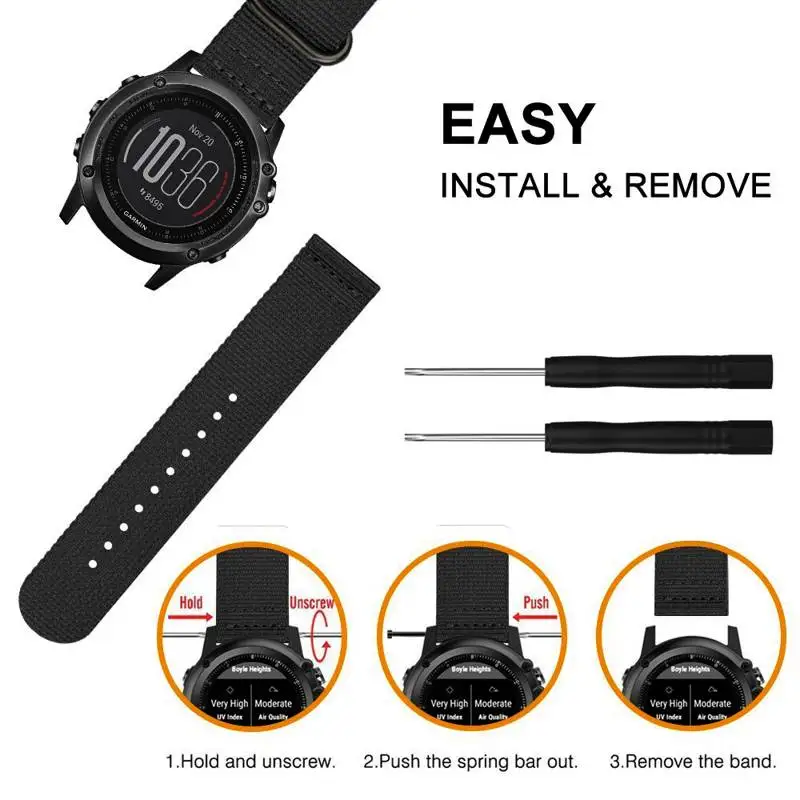 Ремешок YOOSIDE для наручных часов 26 мм из нейлона Garmin Fenix 5X/Fenix 5X Plus /Fenix 3/3 HR|garmin smart