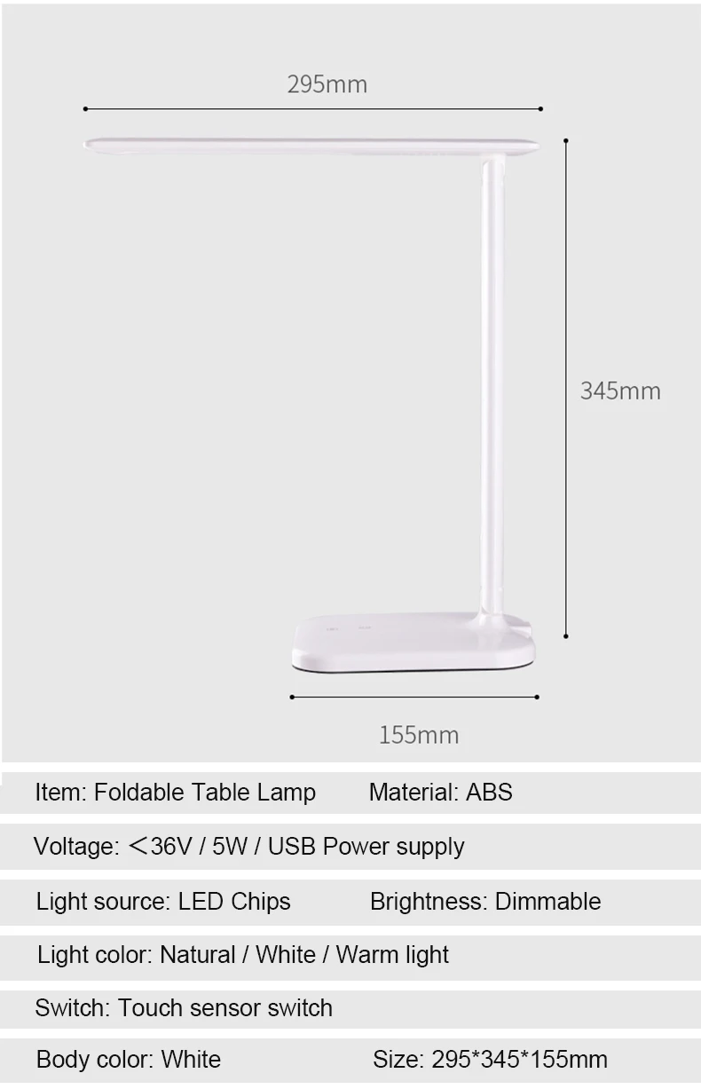 Светодио дный настольная лампа складная затемнения настольная лампа Защита глаз USB исследование лампы Touch Сенсор чтение книги свет для