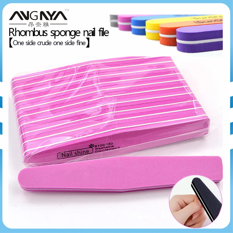 

ANGNYA 10pcs Double Side Nail files buffer 100/180 Trimmer Buffer lime Nail Art Tools Washable Buffing Sanding File Sponge A099