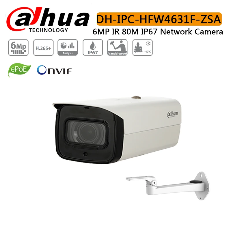 DH IPC HFW4631F ZSA ZAS 6MP IP Камера 5X Zoom Bullet 60 м ИК Micro SD Card Slot аудио IP67 IK10 с логотипом|Камеры