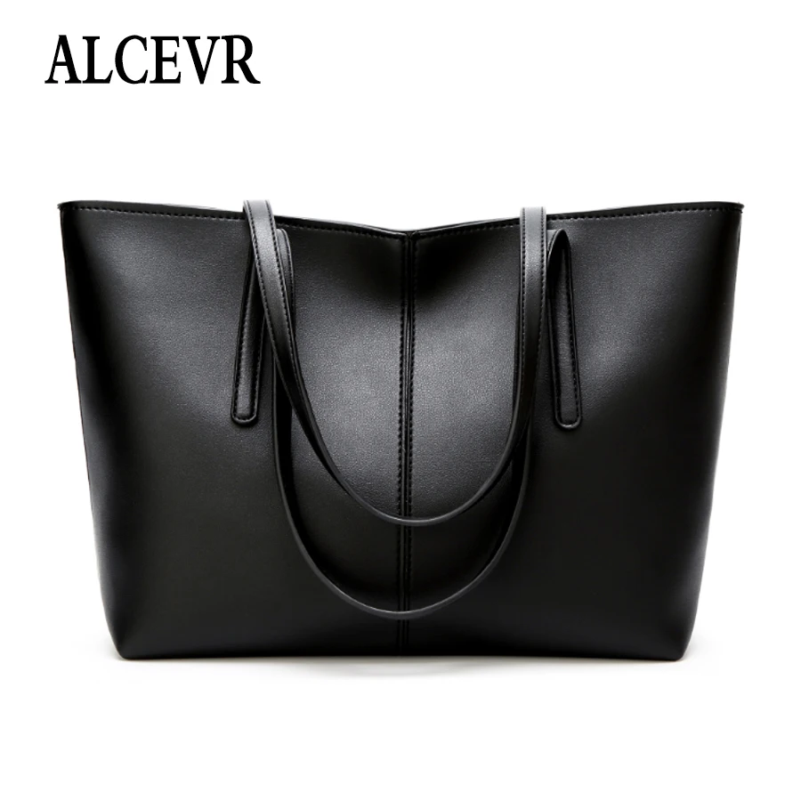 

ALCEVR Simple Style Soft Pu Leather Shoulder Bag For Women Solid Color High-Capacity Casual Totes Ladies All-Match Crossbody Bag
