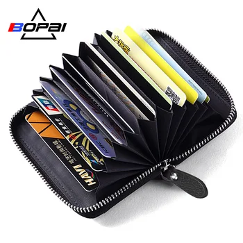 

BOPAI Card Holder Genuine Leather Credit Card Holder Unisex Wallet ID Card Case Bank Credit Card Wallet Driver License Holder