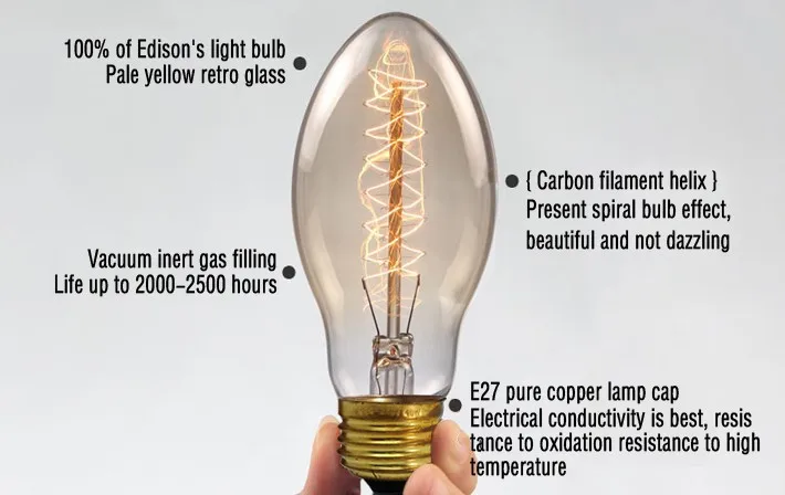 Ретро BT58 светильник Эдисона E27 40 Вт 110 В/220 В деревенская лампа Эдисона с нитью для кофе-бара/магазина одежды/спальни