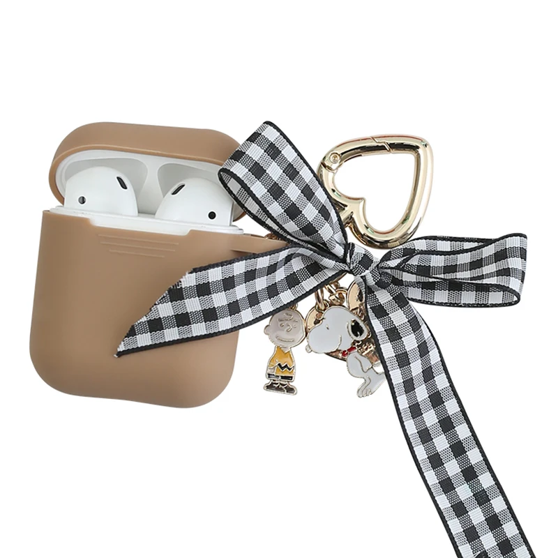 Cute Decorative Silicone Case for Apple Airpods Bluetooth Wireless Earphone Accessories 1 2 Case Protective Cover Bag Key Ring