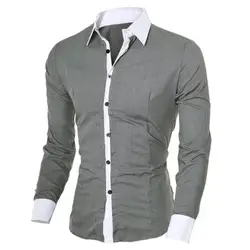 2019 Camisa Masculina мужская рубашка мужская мода Личность Мужская Повседневная тонкая рубашка с длинными рукавами Топ Блузка Лоскутные рубашки