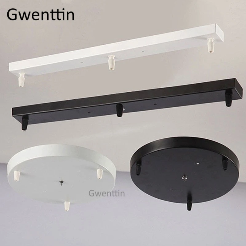 

Modern DIY Ceiling Lamp Base Canopy Plate Vintage Chandeliers Light Fittings Black White Round Rectangular Lighting Accessories