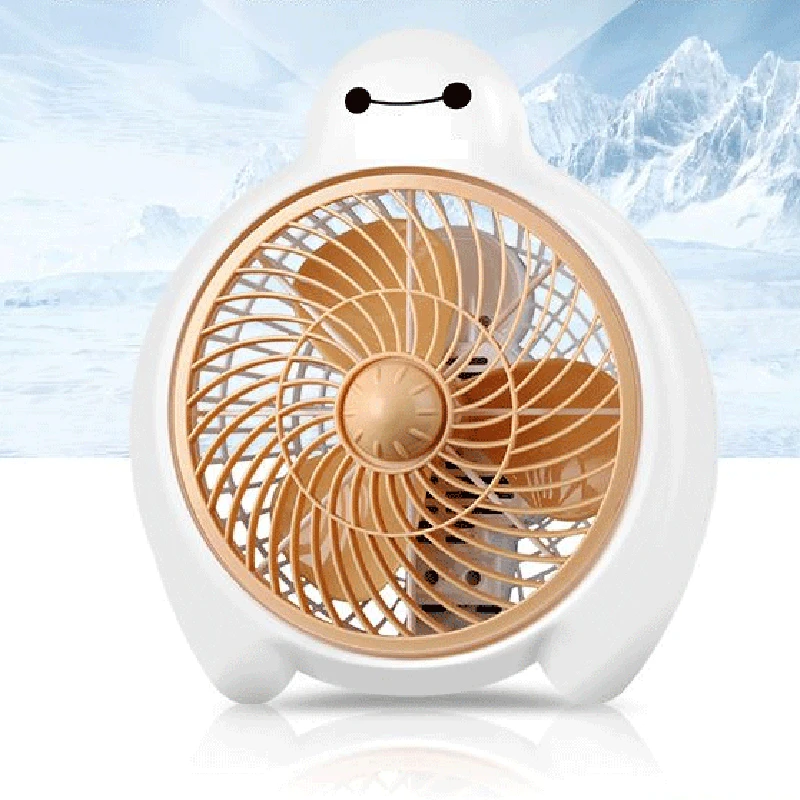 Mini ventilador de refrigeración 2 velocidad del engranaje 220 V ventilador lindo baymax ventilador eléctrico 2 colores