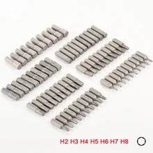 10 шт. Набор шестигранных отверток из хромованадиевой стали 1/4 дюйма с шестигранным хвостовиком 25 мм длинные шестигранные биты для электрического отвертки H2-H8