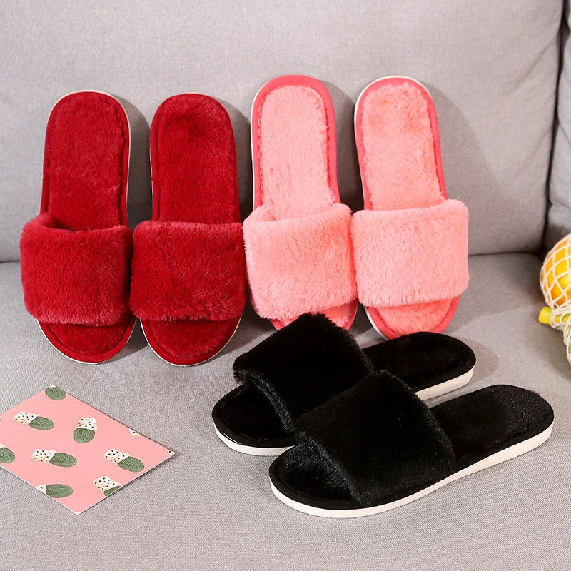 Женская обувь; Новинка года; женские домашние тапочки; зимняя теплая обувь; женские шлепанцы на низкой платформе без застежки; женские тапочки из искусственного меха; 36-41