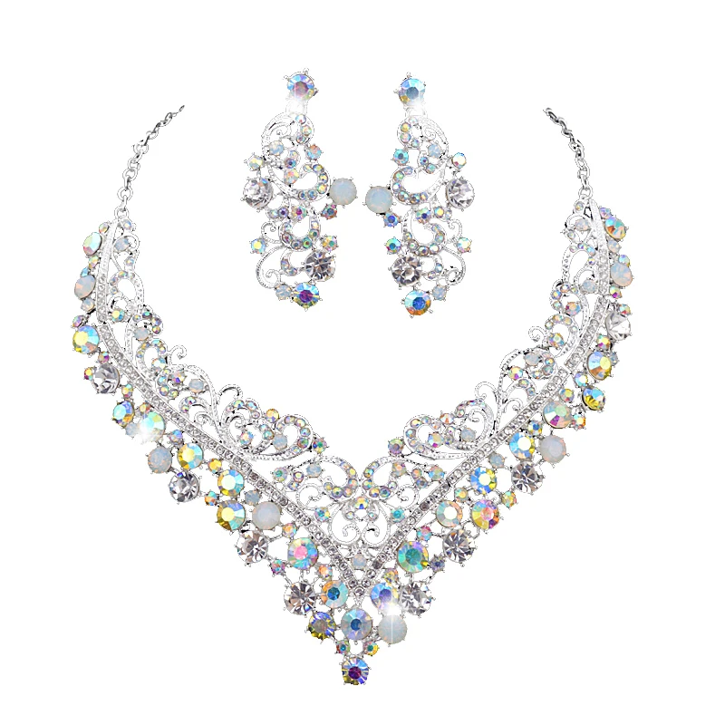 Комплект из колье и серёг с кристаллами|necklace and earring set|women necklace earringsnecklace earrings |