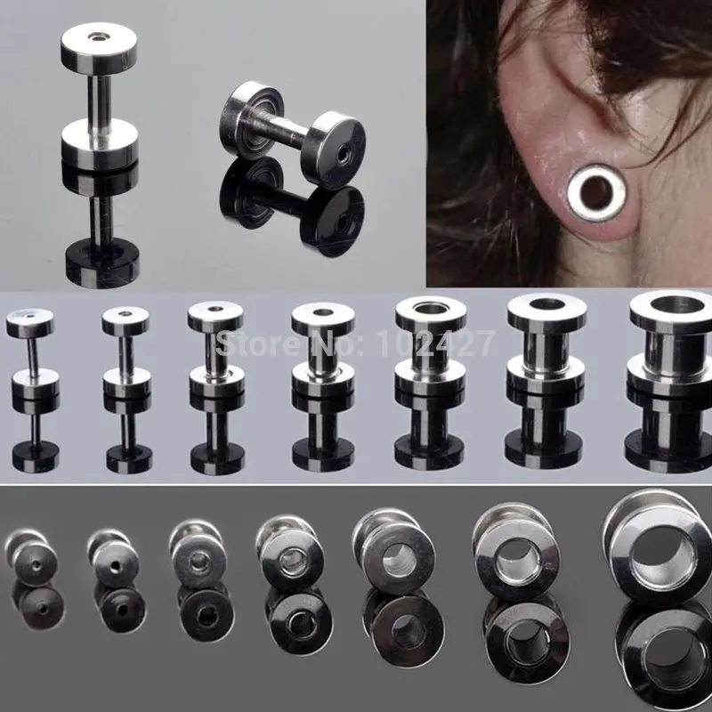 

1Pair=2Pcs Chic Surgical Steel Screw Screws Fit Flesh Ear Plugs Tunnel Tunnels Gauges Hollow Expander Body Jewelry