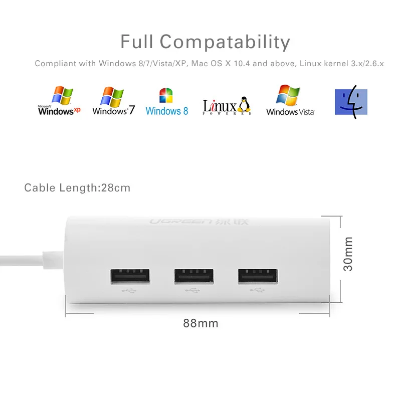 Ugreen USB 2 0 Ethernet для Windows 10 Xiaomi Mi Box 3 концентратор к RJ45 Lan адаптер Сетевая карта|usb 2.0