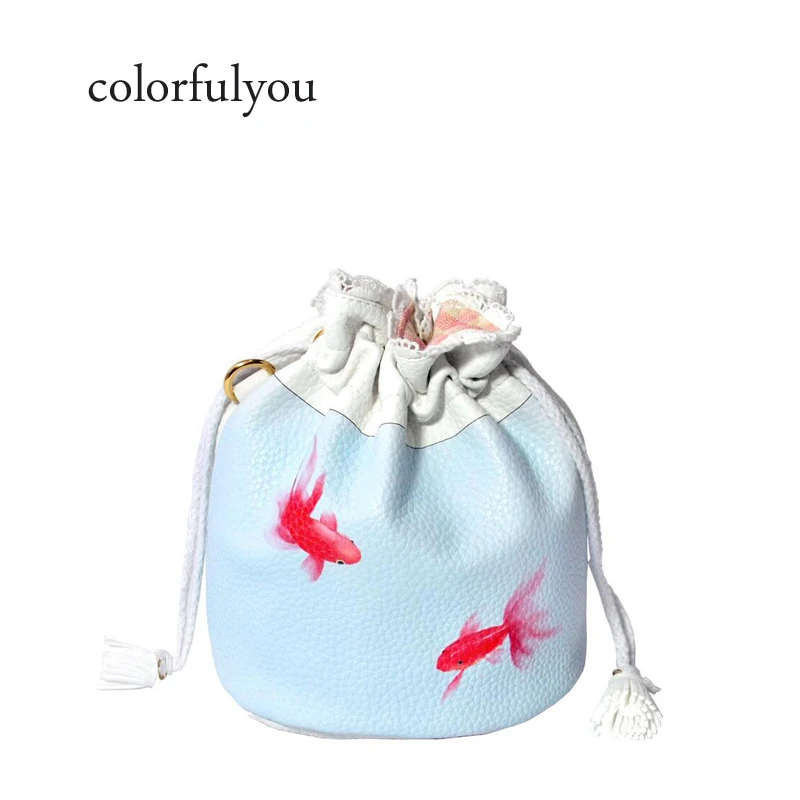 Bleu Eau Poisson Rouge Imprimer Femmes Sac A Bandouliere A La Main Poisson Seau Sac Pu Bandouliere Sacs Bouche Or Telephone Portable Poche Sac A Main Aliexpress