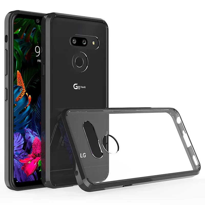 Для LG G8 чехол ТПУ Бампер Жесткий ПК акриловый прозрачный Гибридный Кристальный