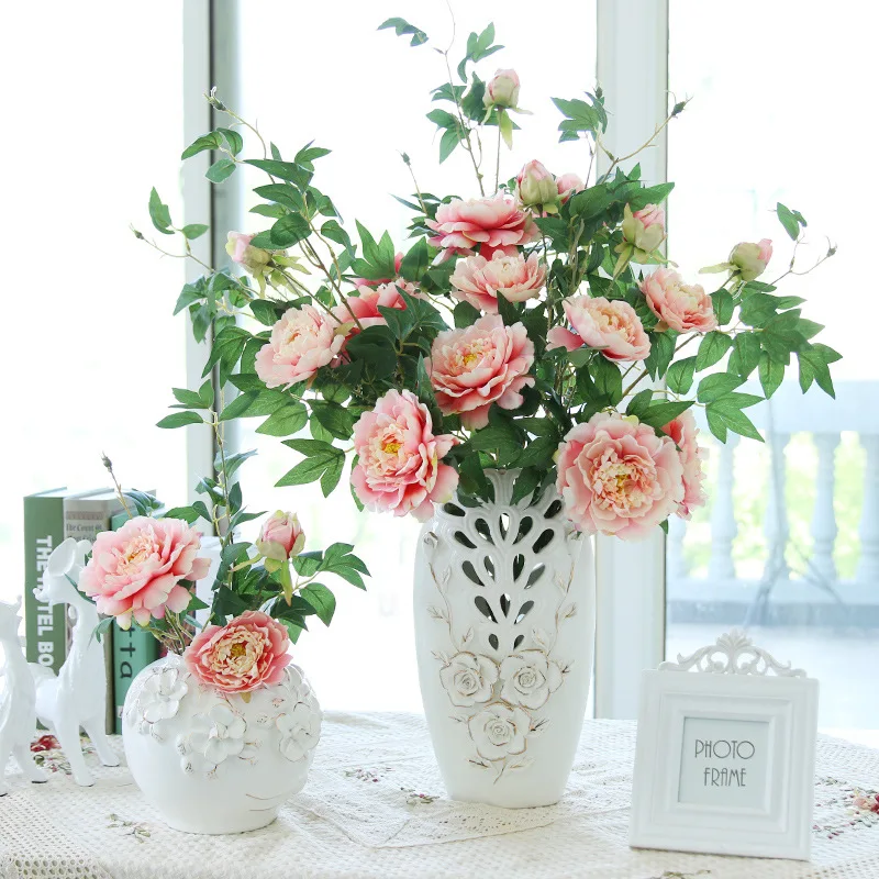 artificial flowers peony for home decoration silk peony flower arrangement bouquet wedding decor 90cm long 2pcs - Silk Arrangements For Home Decor artificial flowers peony for home decoration silk peony flower arrangement bouquet wedding decor 90cm long 2pcs - Silk Arrangements For Home Decor