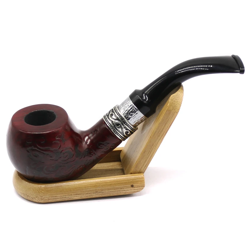

EKJ New Classic Style Carve Patterns Wood Smoking A Tobacco Pipe Filters