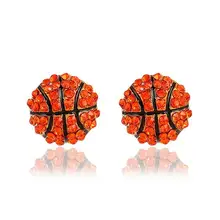 one pair fashion sport base ball/basketball/American football crystal women stud earrings xye165 american football ball 39 m 3xl