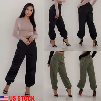 

Women Casual Loose Pure Color Harem Long Pants Cotton Trouser Plus Size S-3XL