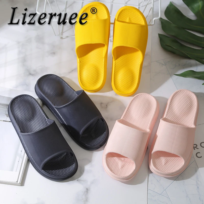 

Lizeruee Summer Shoes Woman Flat Sandals 2019 New Men Women Indoor Home Slippers Flip Flops Solid Bath Sandalias Zapatos Mujer