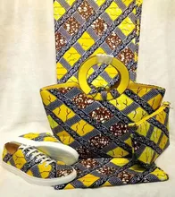 Africa Fashion Wax Fabric Shoes And Matching Bags Set Fashion Summer Shoes And Wax Fabric Bag And Fabric Set For Party DF-310