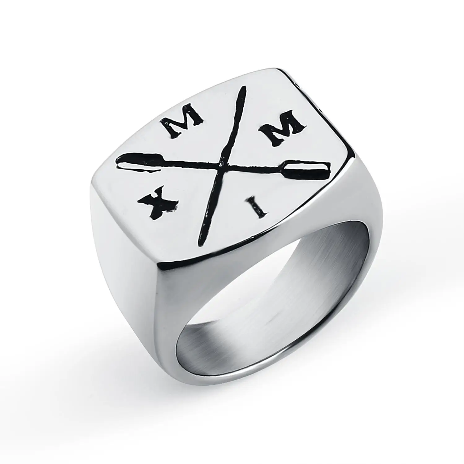 Vally Jewelry мужское кольцо с римскими цифрами Винтажное со стрелкой из нержавеющей