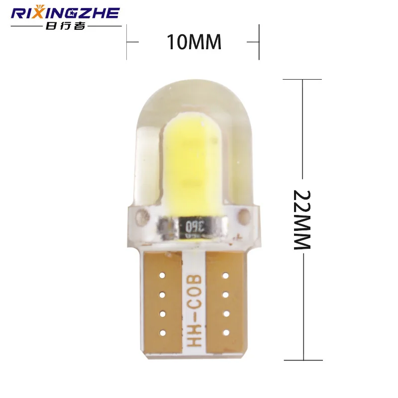 RXZ 10 шт. Cob t10 светодиодный W5W светодиодный без ошибок силиконовый светодиодный T10 для парковочные фары автомобиля габаритные лампы интерьерные купольные пластины 12 В