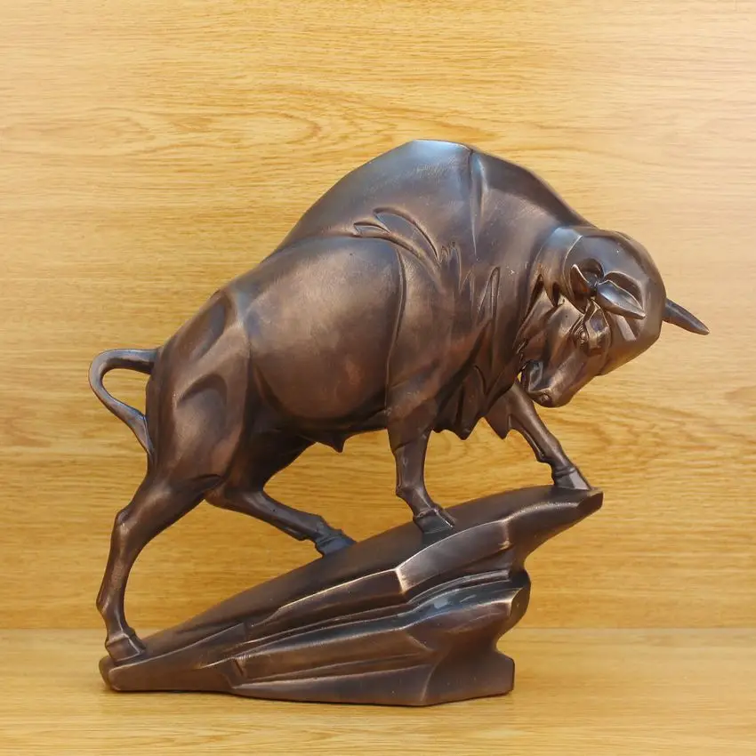 

Retro Bovini Sculpture Antique Brass Animal Statue Arts Colophony Crafts European Home Interior Design L3186