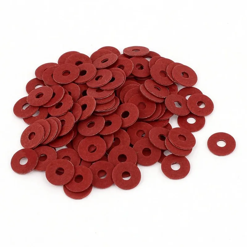 

100Pcs 3 x 10 x 0.8mm Fiber Motherboard Insulating Washers Red