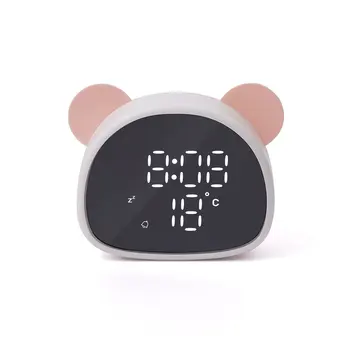 

Panda mirror alarm clock Cute office desktop decoration clock Multi-voice control function recording white makeup mirror