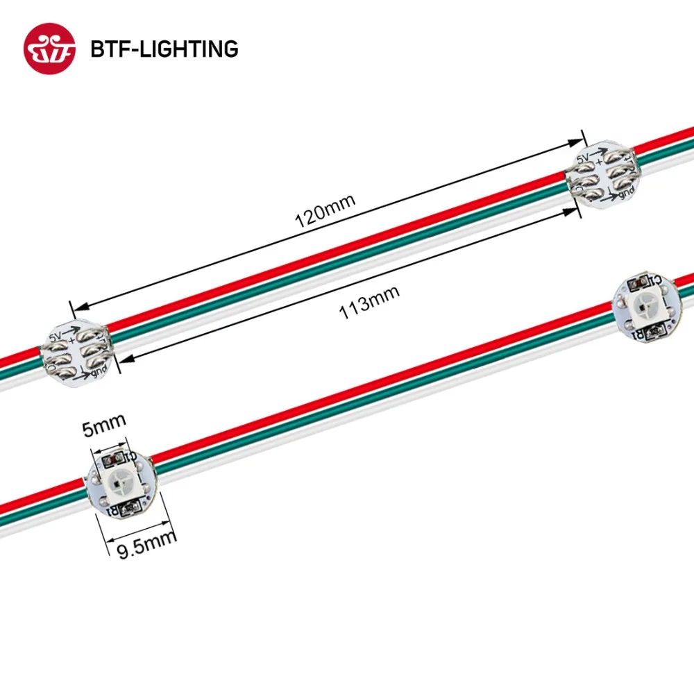 50 светодиодный s/string WS2812B пикселей RGB светодиодный модуль теплоотвода узлы адресуемые индивидуально с Bluetooth музыкальным контроллером DC5V - Цвет: Colourful wire