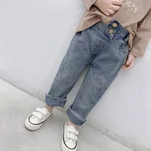 Весенние модные повседневные джинсы для мальчиков детские универсальные свободные джинсы для детей от 2 до 6 лет брюки с репкой для маленьких девочек