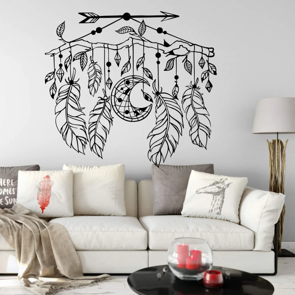 

Dream Catcher Arrow Feathers Wall Decal Nursery Kids Room Dreamcatcher Moon Branch Arrow Wall Sticker Bedroom Vinyl Art