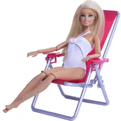 1:6 масштабный кукольный дом мебель плавание складной шезлонг интимные аксессуары для куклы Барби Blythe дом Lounge розовый пляж стул