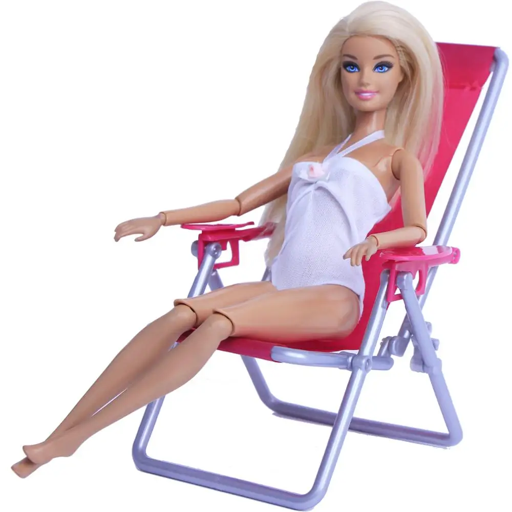1:6 Scale Dollhouse Furniture Swim Foldable Deckchair Accessories For Barbie Doll For Blythe House Lounge Pink Rose Beach Chair 1:6 Scale Dollhouse Furniture Swim Foldable Deckchair Accessories For Barbie Doll For Blythe House Lounge Pink Rose Beach Chair