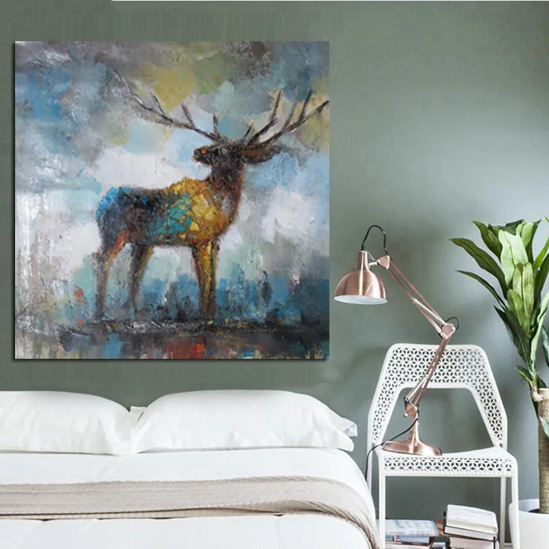 Print Watercolor Artistic Deer Elk Abstract Painting on Canvas Animal Pop Art Modern Cuadros Decor Wall Picture For Living Room