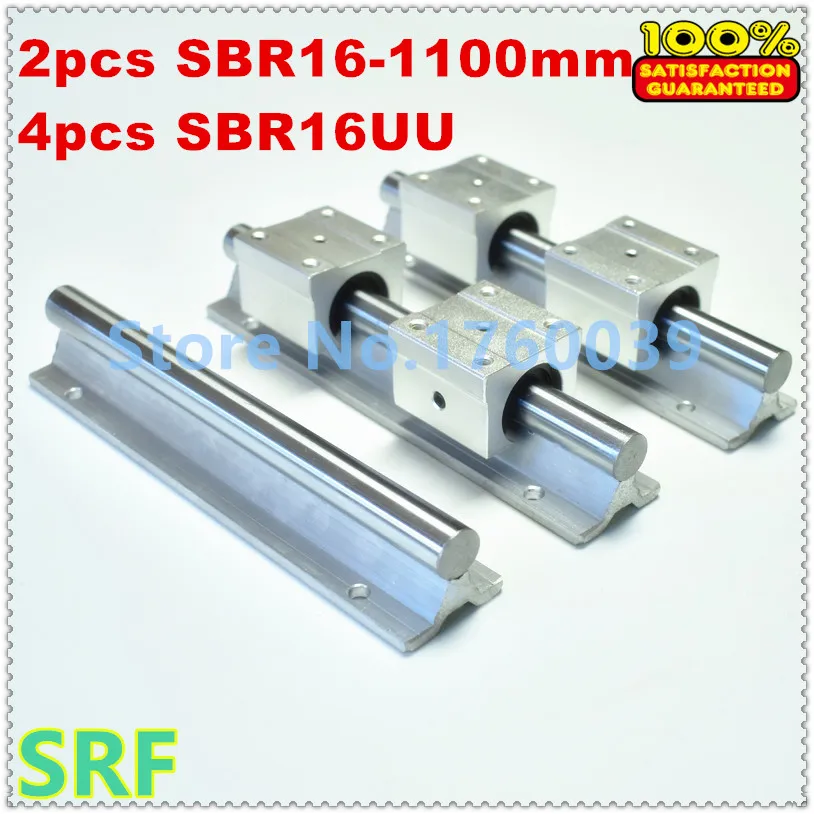 

SBR16 linear guide rail set:2pcs SBR16 L=1100mm linear shaft rail support+ 4pcs SBR16UU Linear Motion Bearing Blocks for CNC