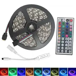 5 м DC12V Водонепроницаемый Светодиодные ленты 5050 SMD 60 Светодиодный s/М гибкий RGB свет светодиодный лента с 44 ключи пульт дистанционного