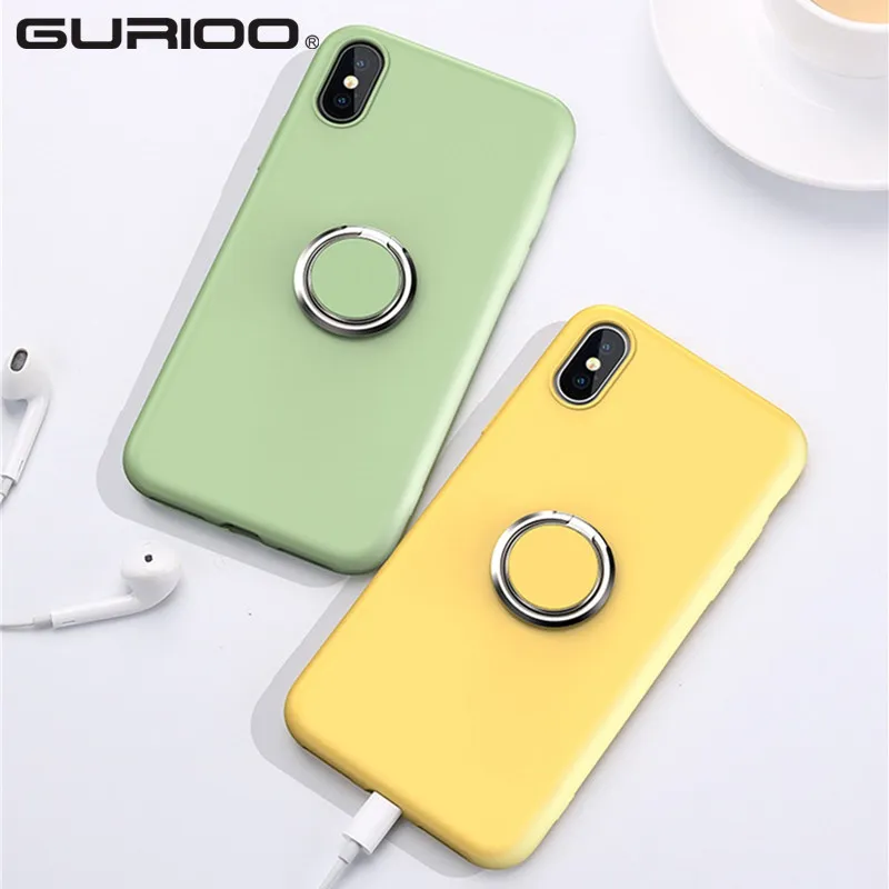 Original Soft Liquid Silicone Ring Holder Case For Xiaomi 9 8SE 8 Lite 6X Mix 2s TPU Stand Candy Cover Redmi Note 7 6 Pro 7A |