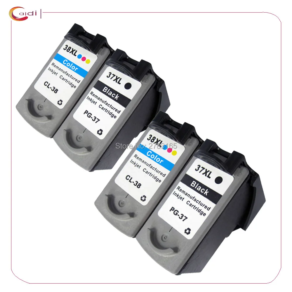 

4PCS Remanufactured PG 37 CL 38 Ink Cartridge for Canon IP1800 IP1900 MP140 MP210 Ip2600 MX300 MX310 MP190 MP220 Printer Ink