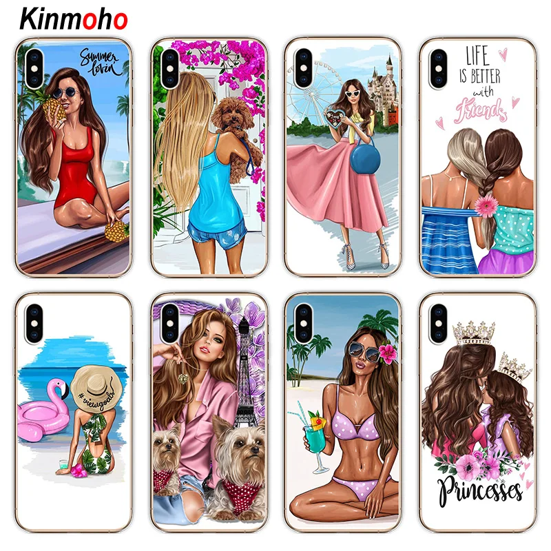Kinmoho модная сексуальная девушка BFF лучший друг ТПУ чехол для телефона iPhone 5S SE 6s 8 7 6