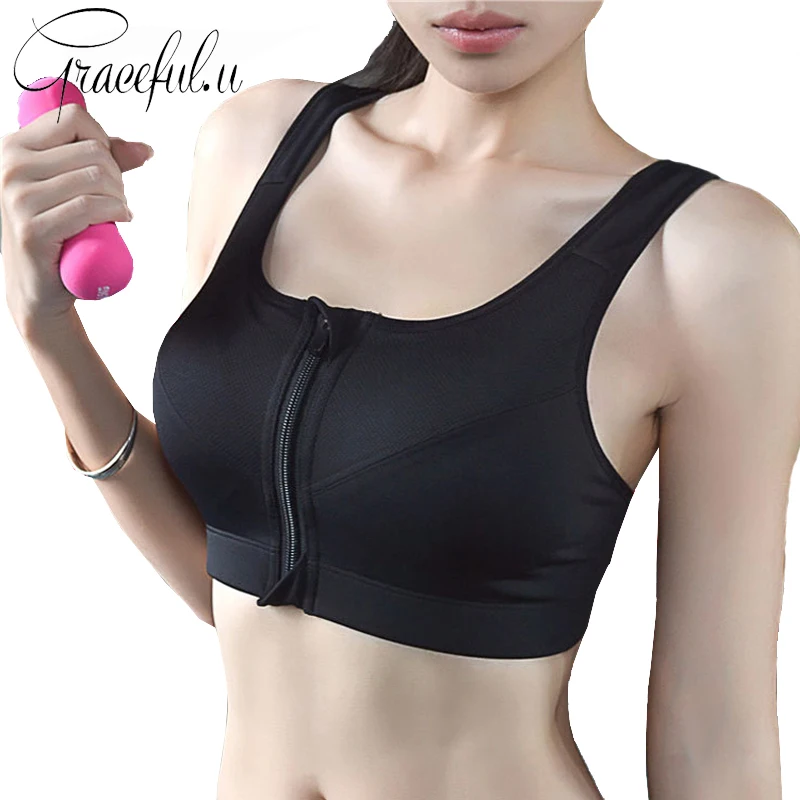 

Professional Yoga Fitness Women Sports Bra High-strength Four Shockproof Zipper Sports Top Gym Running Vest Underwear