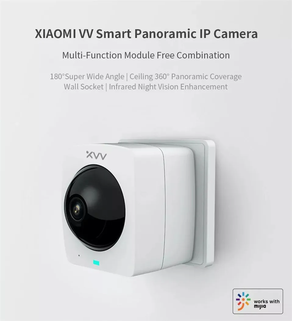 1Xiaomi Mijia XiaoVV Smart Panoramic IP Camera HD 1080P 360° Panoramic AI Humanoid Detection Night Version Work to Mi Home App
