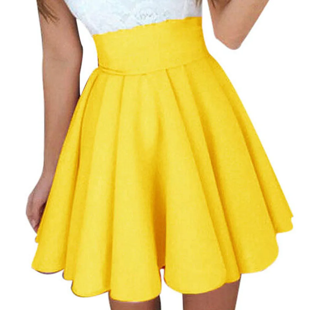 

Saia Womens Solid Skirt Ladies Casual ball gown Mini Short Skirt Simple High Waist Party Cocktail Tutu Skirt Faldas Mujer #Z