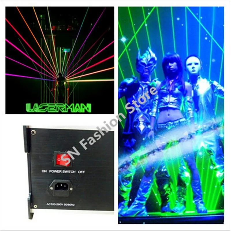 Hh05 Цвет ful 5 Вт лазерный луч проектора бальных танцев этап зеленый лазерное шоу костюмы Полное Цвет Лазерная Человек проектор/ DMX DJ